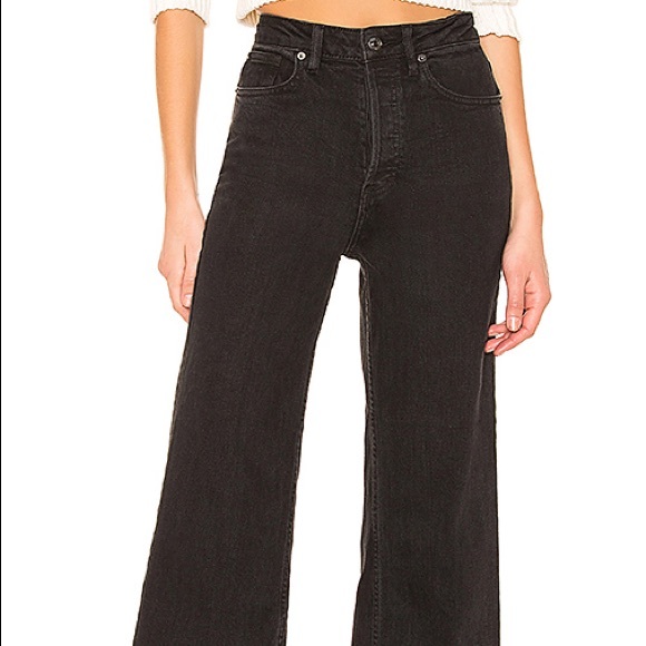 NWT Free People 25 black high waisted Wide Leg - Picture 2 of 10